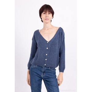 SCARPY CREATION GILET MOHAIR LAINE<br>Bleu