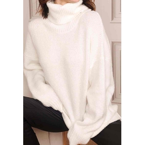 SCARPY CREATION MUSY PULL OVERSIZE COL ROULE EN MAILL<br>Blanc