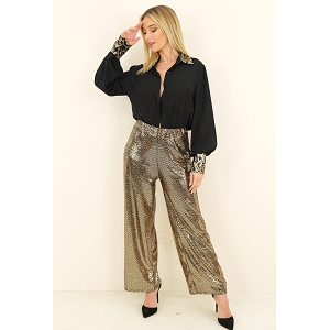SCARPY CREATION LETIZIA PANTALON SEQUIN OR CEINTURE ELESTIQUE<br>Or