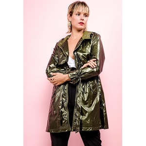 SCARPY CREATION ATTI MANTEAU TRENCH IMPERMEABLE METALISE CAPUCHE<br>Vert
