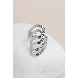 SCARPY CREATION BAGUE DESIGN GEOMETRIQUE AJUSTABLE INOX<br>Argent