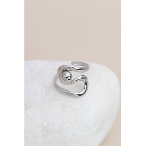 SCARPY CREATION BAGUE TORSADEE ORNEE DE PERLE<br>Argent