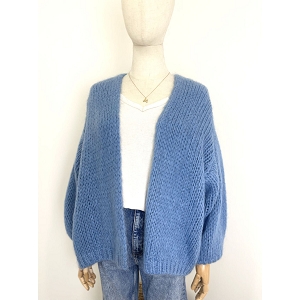 SCARPY CREATION GILET BERNADETTE OVERSIZE MOHAIR<br>Bleu