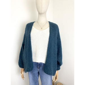 SCARPY CREATION GILET BERNADETTE OVERSIZE MOHAIR<br>Bleu