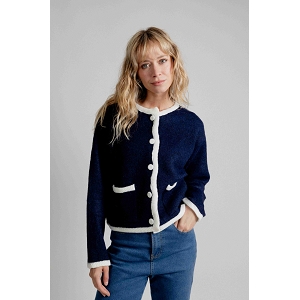  GILET CARDIGAN BORD COTE<br>Bleu