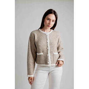  GILET CARDIGAN BORD COTE<br>Beige