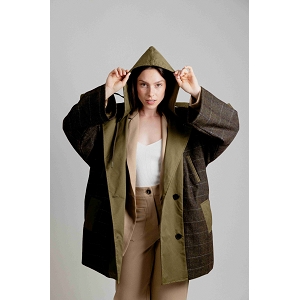  MANTEAU MIX MATIERE<br>Vert