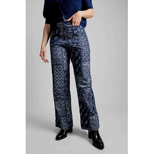 SCARPY CREATION PANTALON CHAMBRAY IMPRIME PATCHWORK<br>Bleu