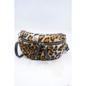 SCARPY CREATION SAC BANANE CUIR MOTIF LEOPARD<br>Marron