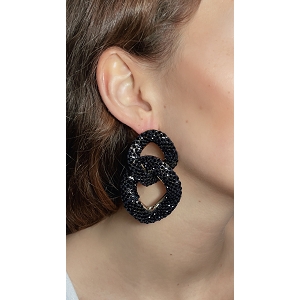 SCARPY CREATION BOUCLES OREILLES STRASS<br>Noir