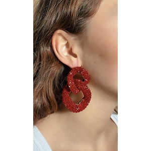 SCARPY CREATION BOUCLES OREILLES STRASS<br>Rouge