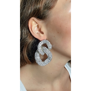 SCARPY CREATION BOUCLES OREILLES STRASS<br>Argent