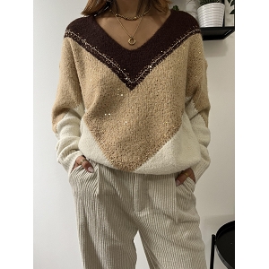  PULL TRICOLORE<br>Beige