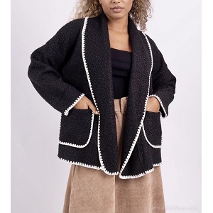  GILET BOUCLE DEUX POCHES<br>Noir