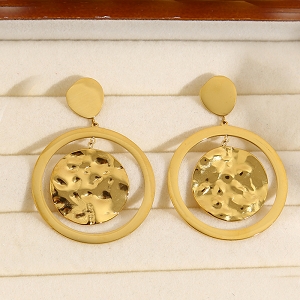  BOUCLES OREILLES DISCQUE MARTELE<br>Or