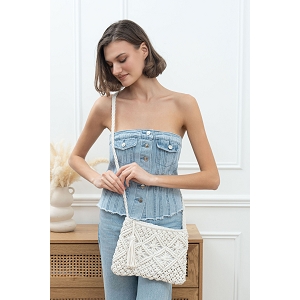 SCARPY CREATION SAC BOHEME CROCHET<br>Blanc