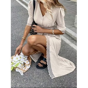 SCARPY CREATION ROBE ELEGANTE BOUTONNEE<br>Blanc
