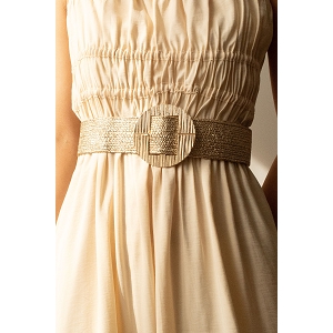 SCARPY CREATION CEINTURE PAILLE RAFIA BOUCLE METALE<br>Or