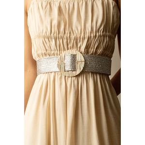 SCARPY CREATION CEINTURE PAILLE RAFIA BOUCLE METALE<br>Argent
