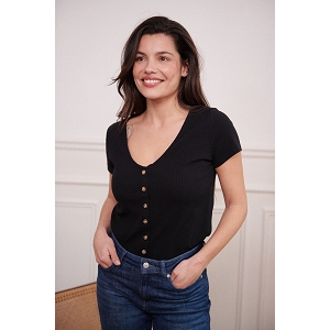 SCARPY CREATION T SHIRT MAILE COTELEE BOUTONNEE<br>Bleu