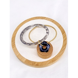 SCARPY CREATION BRACELET DOUBLE FLEUR<br>Noir