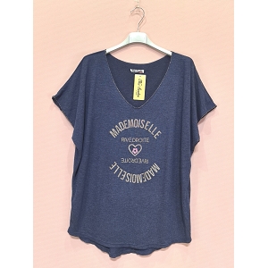 SCARPY CREATION T SHIRT OVER SIZE MADEMOISELLE RIVE DROITE<br>Bleu