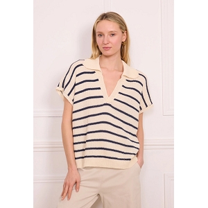SCARPY CREATION TOP MARINIERE COL POLO<br>Bleu