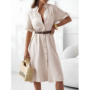 SCARPY CREATION ROBE CHEMISE CEINTURE<br>Beige
