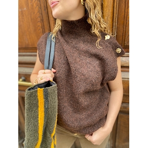 SCARPY CREATION PULL SANS MANCHE AVEC COL<br>Marron