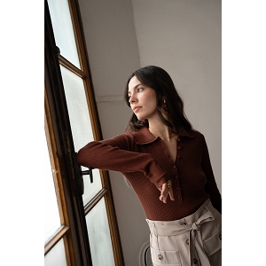 SCARPY CREATION POLO LAINE COTON<br>Marron