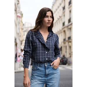 SCARPY CREATION CHEMISE A CARREAUX VOLANT<br>Bleu