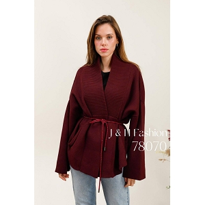 SCARPY CREATION VESTE EN MAILLE EFFET PONCHO<br>Rouge