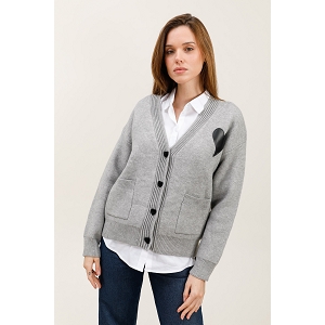 SCARPY CREATION CARDIGAN MAILLE COEUR<br>Gris