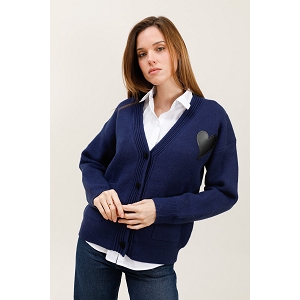 SCARPY CREATION CARDIGAN MAILLE COEUR<br>Bleu