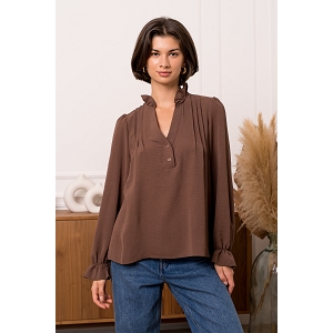 SCARPY CREATION CHEMISSIER DEUX BOUTON<br>Marron