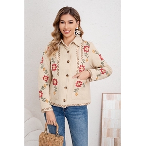 SCARPY CREATION VESTE FLEURIE<br>Beige