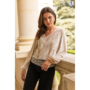 SCARPY CREATION CHEMISE CATHRINE COL V<br>Beige