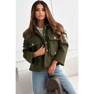 SCARPY CREATION VESTE BOUCLEE A BOUTON DOREE Vert