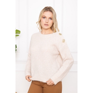 SCARPY CREATION PULL DOUBLE BOUTONS EPAULE<br>Beige