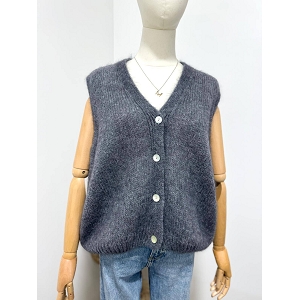 SCARPY CREATION GILLET SANS MANCHE  MOHAIR<br>Gris