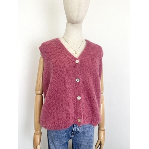 SCARPY CREATION GILLET SANS MANCHE  MOHAIR<br>Rose