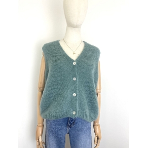 SCARPY CREATION GILLET SANS MANCHE  MOHAIR<br>Bleu