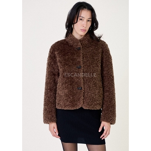 SCARPY CREATION VESTE COURTE FAUSSE FOURRURE<br>Marron