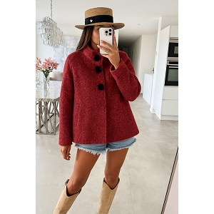 SCARPY CREATION VESTE PONCHO A BOUTON<br>Rouge