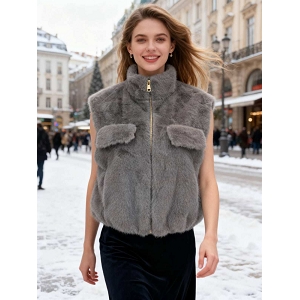 SCARPY CREATION GILET FOURRURE<br>Gris