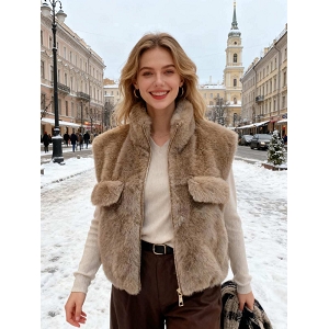 SCARPY CREATION GILET FOURRURE<br>Gris