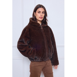 SCARPY CREATION VESTE CAPUCHE FOURRURE<br>Marron