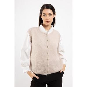 SCARPY CREATION GILET COL ROND<br>Beige