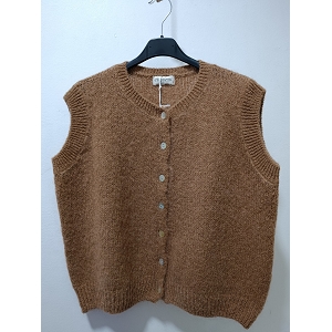 SCARPY CREATION GILET COL ROND<br>Marron