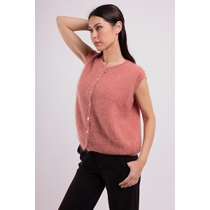 SCARPY CREATION GILET COL ROND<br>Marron